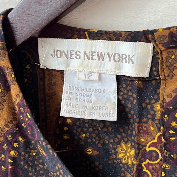 Vintage Size 12 Jones New York Silk Blouse Medallion Paisley Print Long Sleeve - Picture 3 of 8
